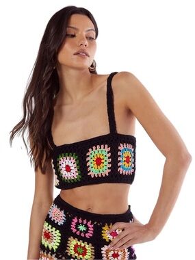NWT Nasty Gal Floral Hand Crochet Knitted Crop Top